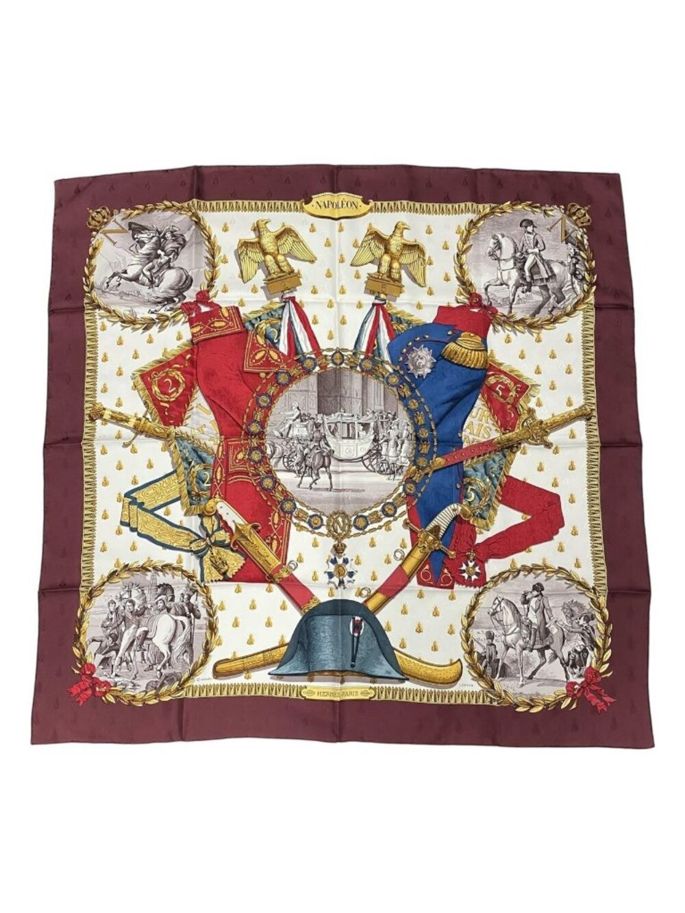 Hermes Scarf Silk 100% Carre 90 Napoleon Red